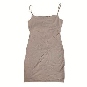 Beige Bodycon Mini Dress Spaghetti Strap Stretch Size S Sinsay